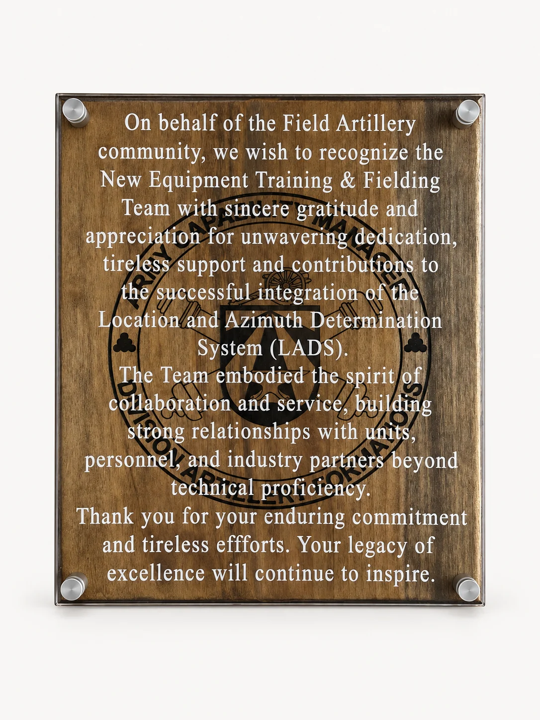 Custom military appreciation plaque